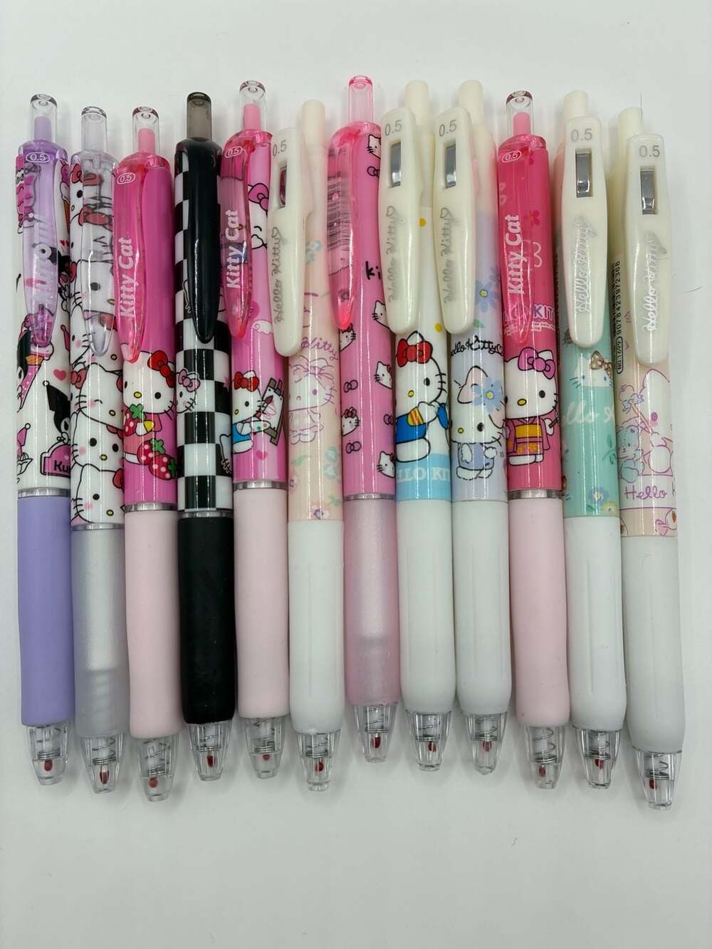 Sanrio Hello Kitty and Kuromi 0.5mm Gel Ink Retractable Pens Lot of 12